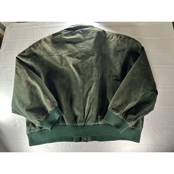 Vintage G III Suede Leather Bomber Jacket Green Size 26 / 28 - Picture 10 of 15